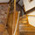 View from bottom of narrow steep stairs