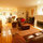 Night-time view of living and dining rooms