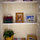 Built-in bookshelves feature framed photos from iconic destinations.