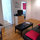 Livingroom with the two doors open to the bedrooms. 
