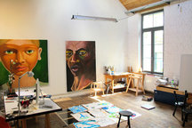 Bedroom in beautiful artist's study