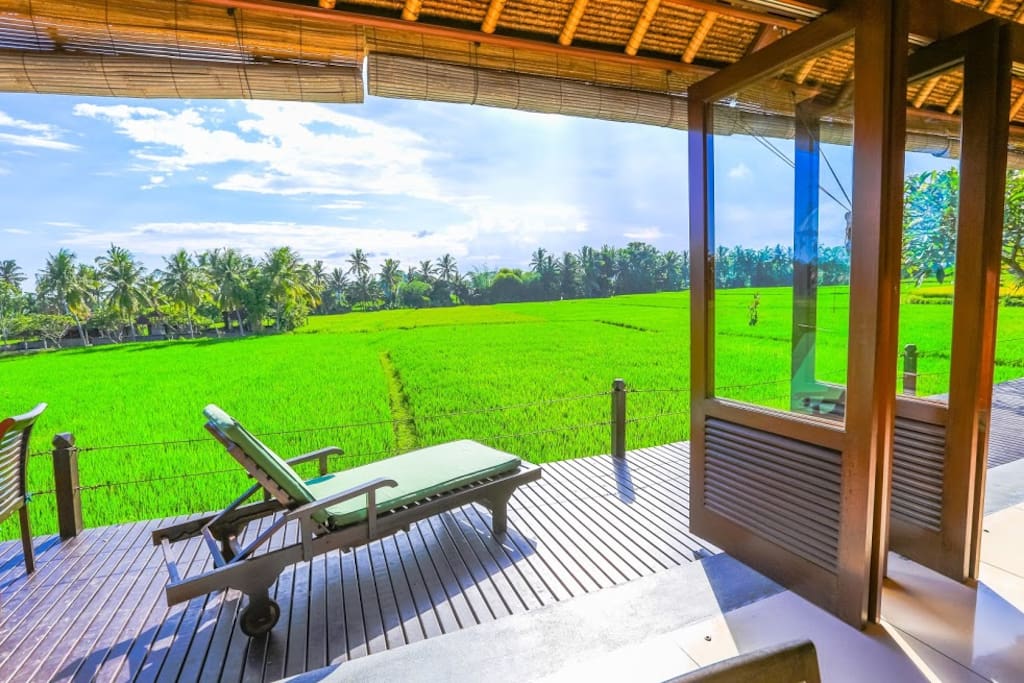 You can see an ocean of rice from either bedroom