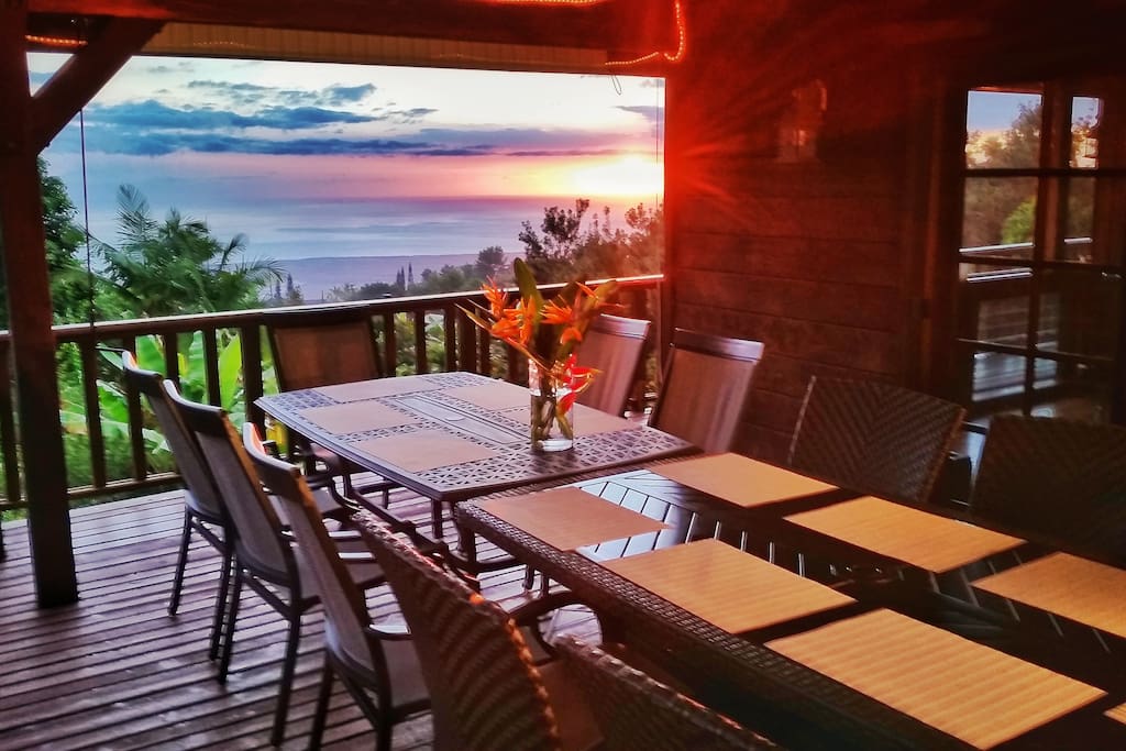 Dining Lanai seats 14, more in a pinch. Enjoy the sunset or roll down the shade