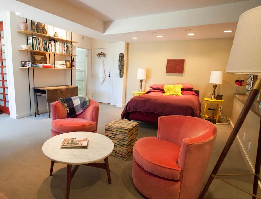 A warm and light filled room on the ground floor, quiet and private