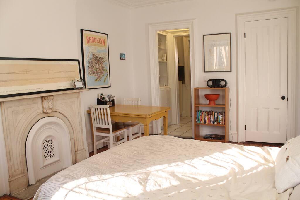 The suite looking from the windows. Private kitchen area in the background